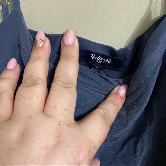 Madewell Silk Overlay Cami Mini Dress Blue Gray - Picture 4 of 5